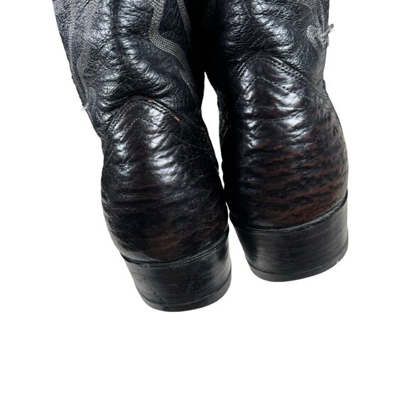 Vintage J Chisholm Western Handcrafted Black Leather Cowboy Men's Boots 8.5 D - Picture 4 of 16